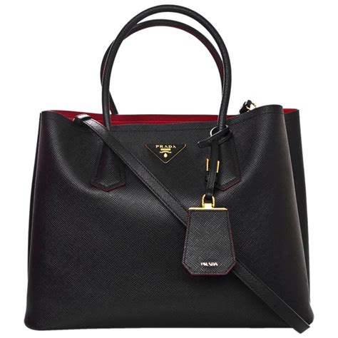 prada tote black and red|Prada large tote bag black.